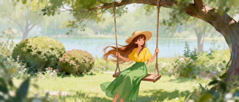 春日荡秋千图片