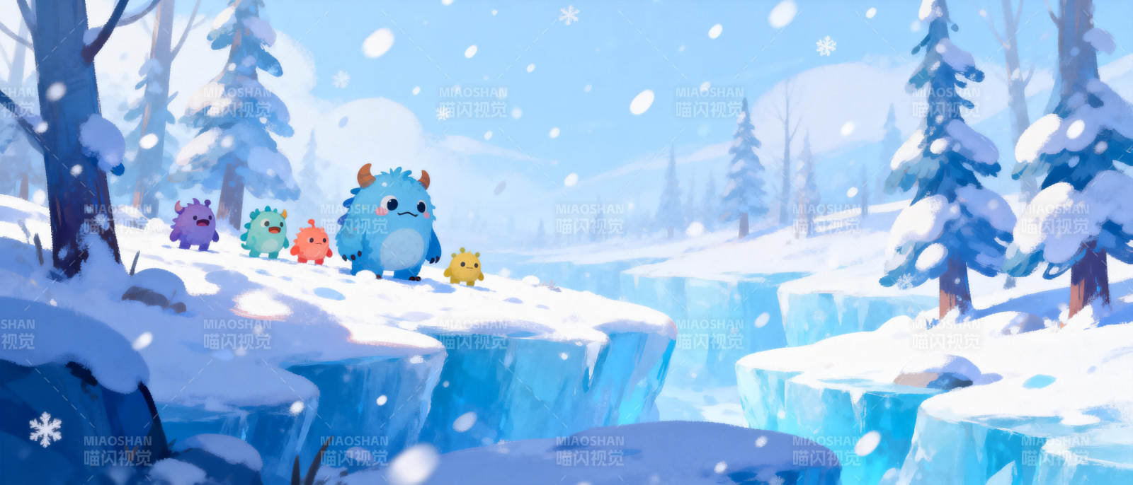 雪地萌兽探险图片