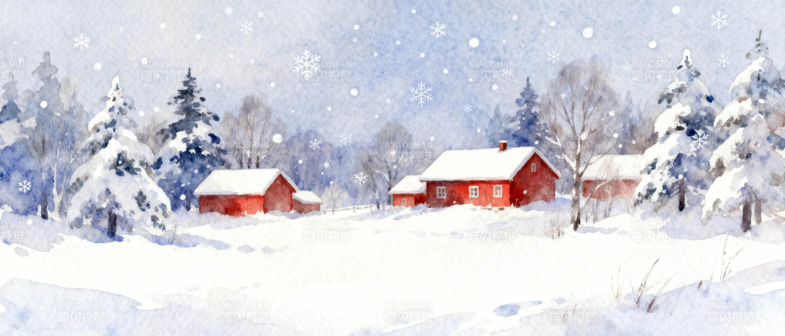 雪中红屋图片