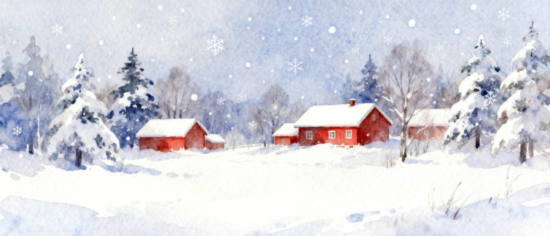 雪中红屋图片