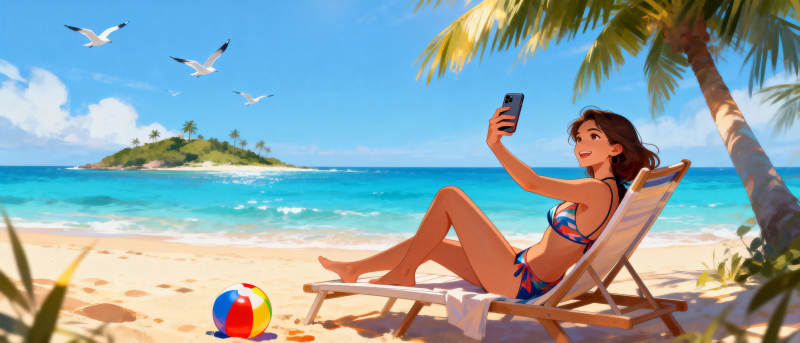 海滩自拍时光图片