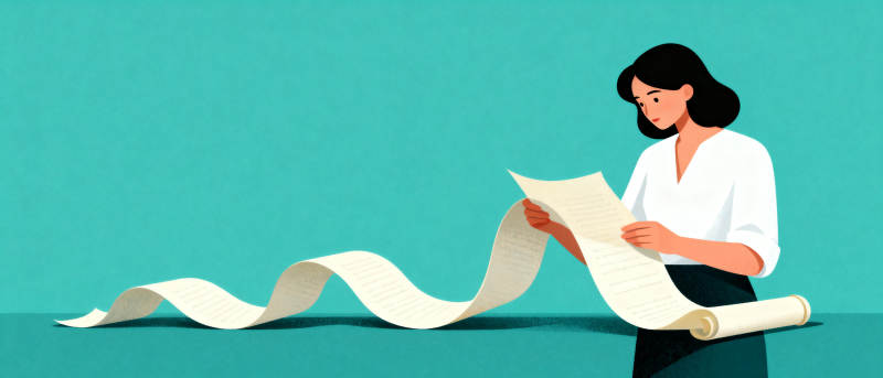 阅读长卷的女子图片