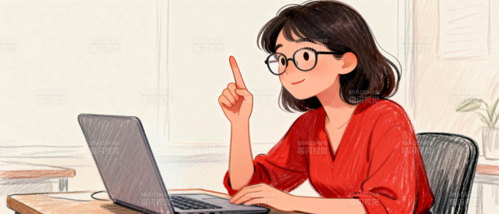 专注工作的女孩图片