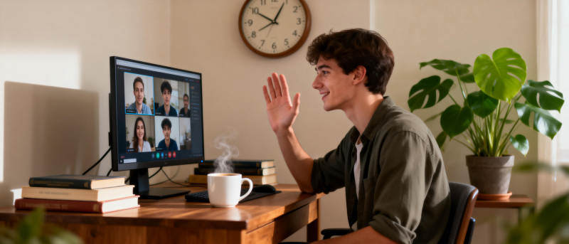 线上课堂互动中图片