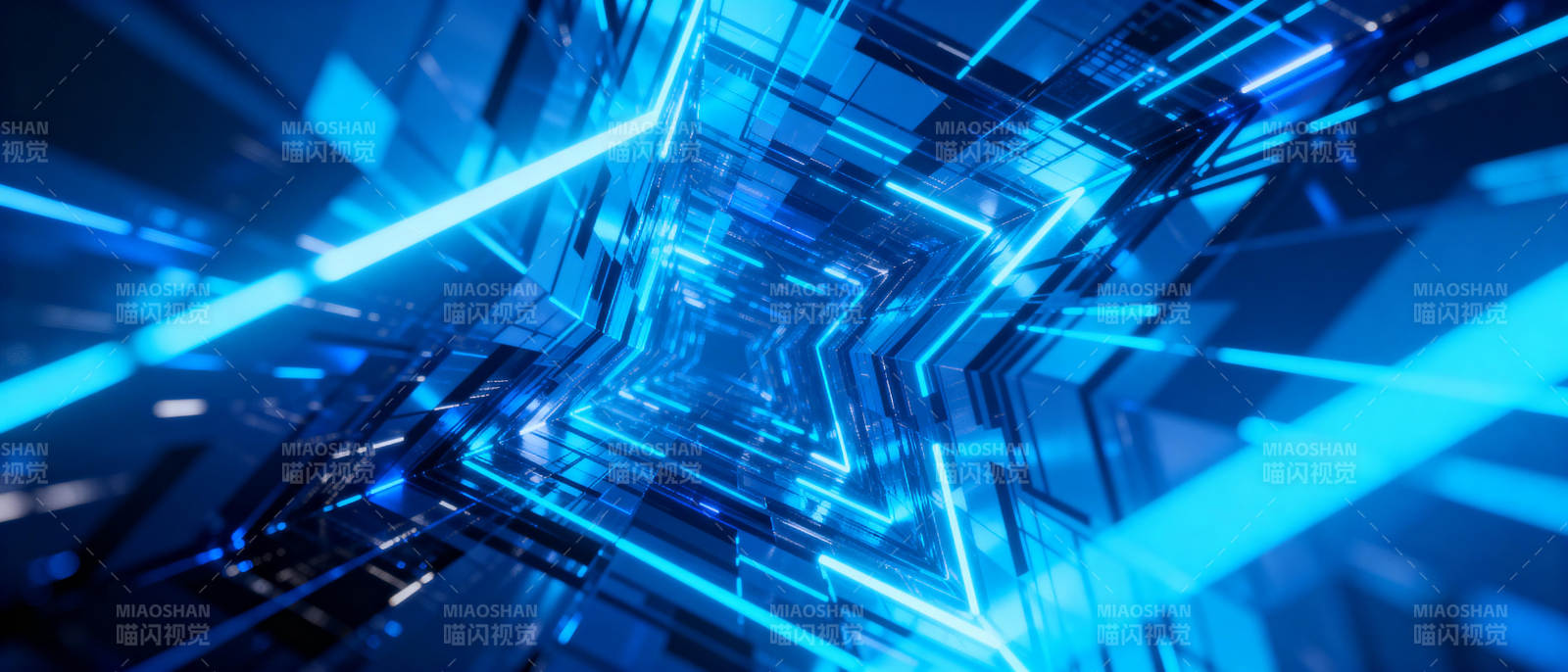 蓝色科技隧道图片