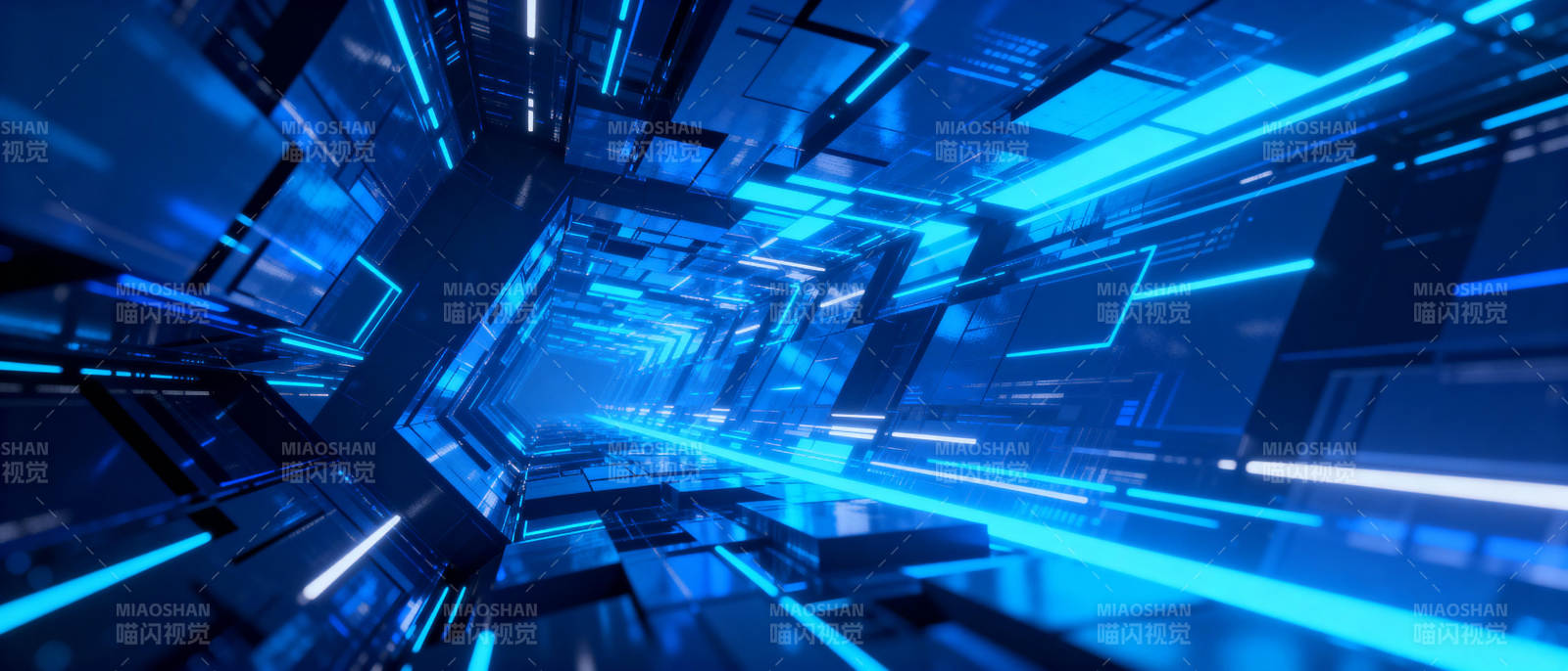 蓝色科技隧道图片