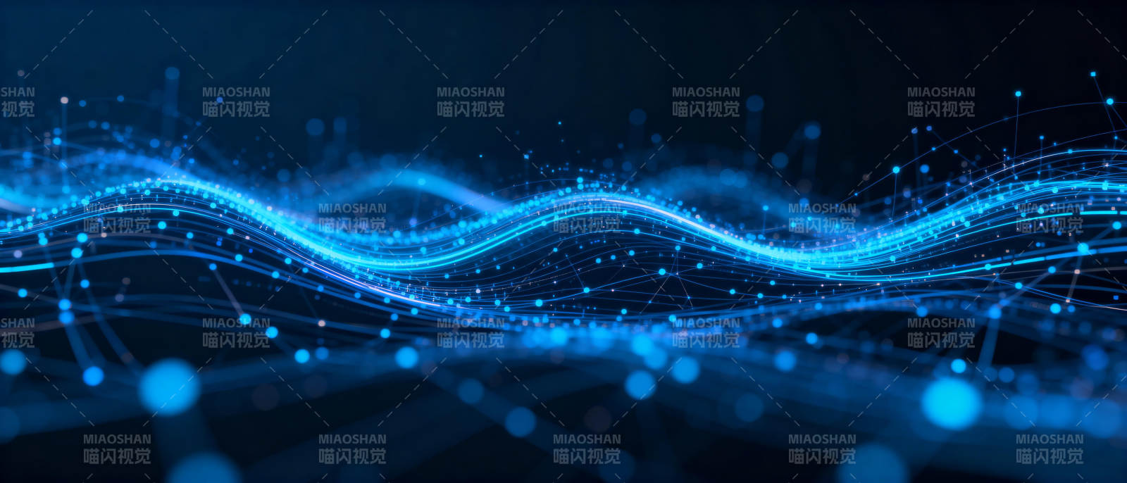 蓝色光波流动图片