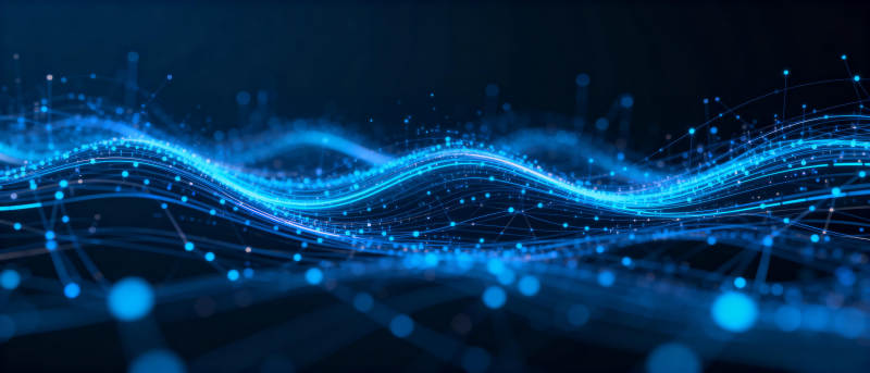 蓝色光波流动图片