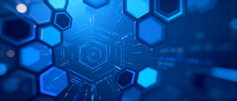 科技蓝光六边形图片