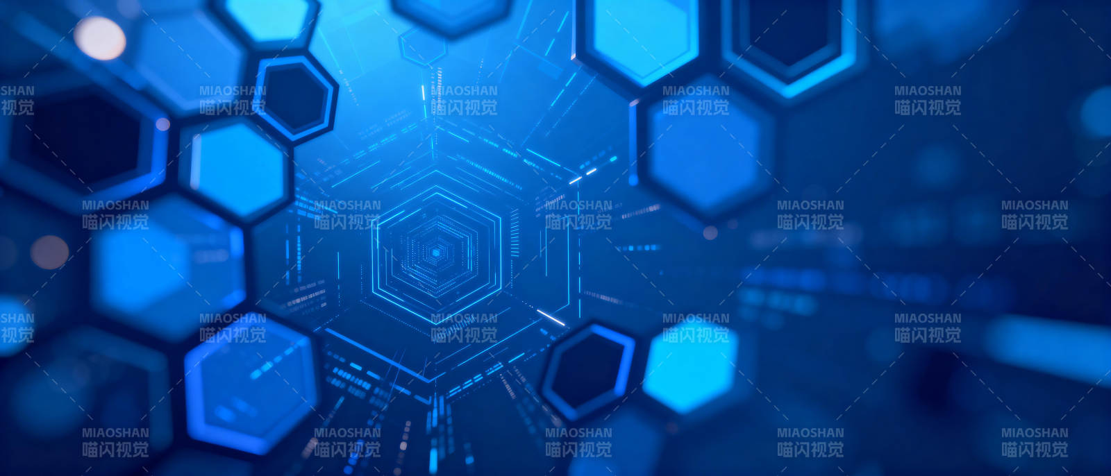 科技蓝光六边形图片