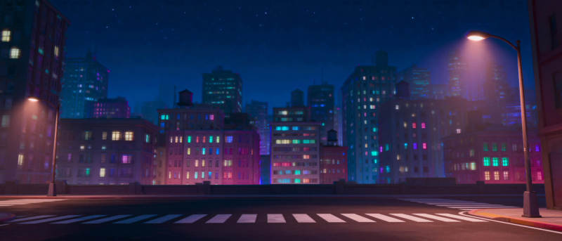 夜幕下的城市街景图片