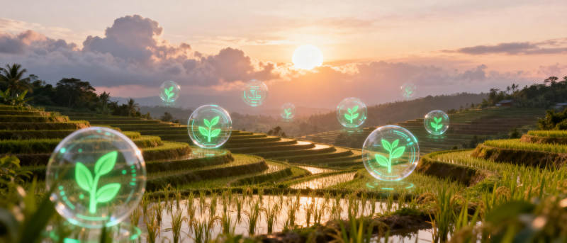 绿色生态稻田图片