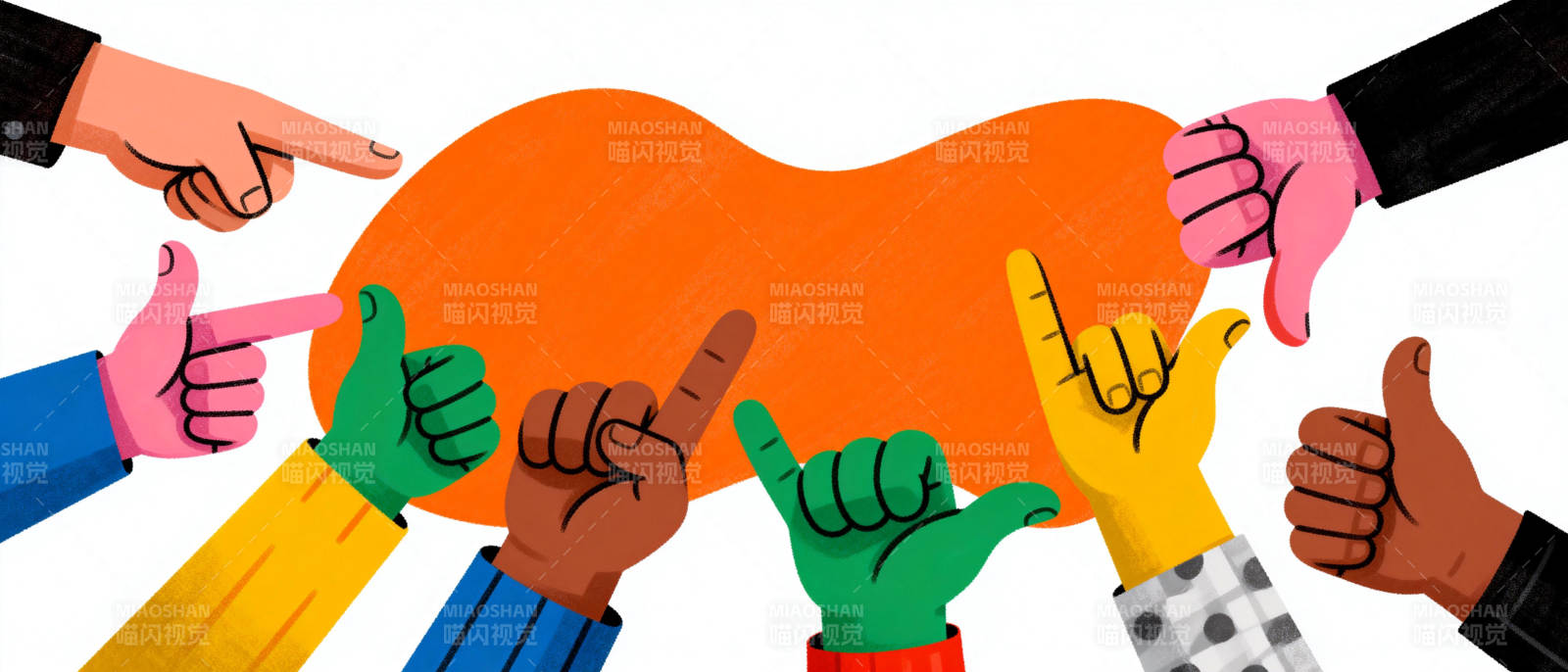 多元手绘合作图图片