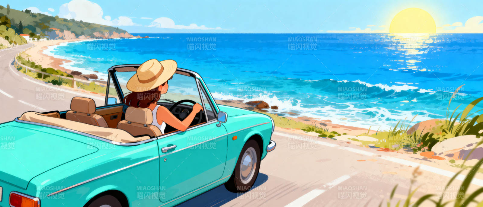 海边驰骋的夏日时光图片