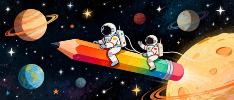 太空笔上遨游图片