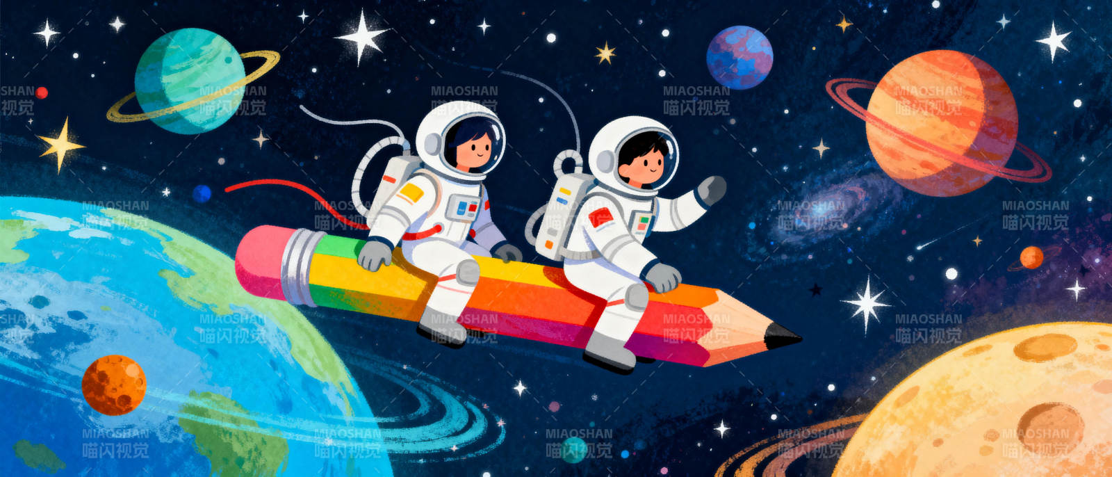 太空笔尖遨游图片