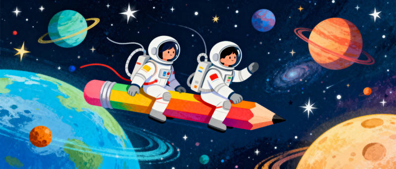 太空笔尖遨游图片