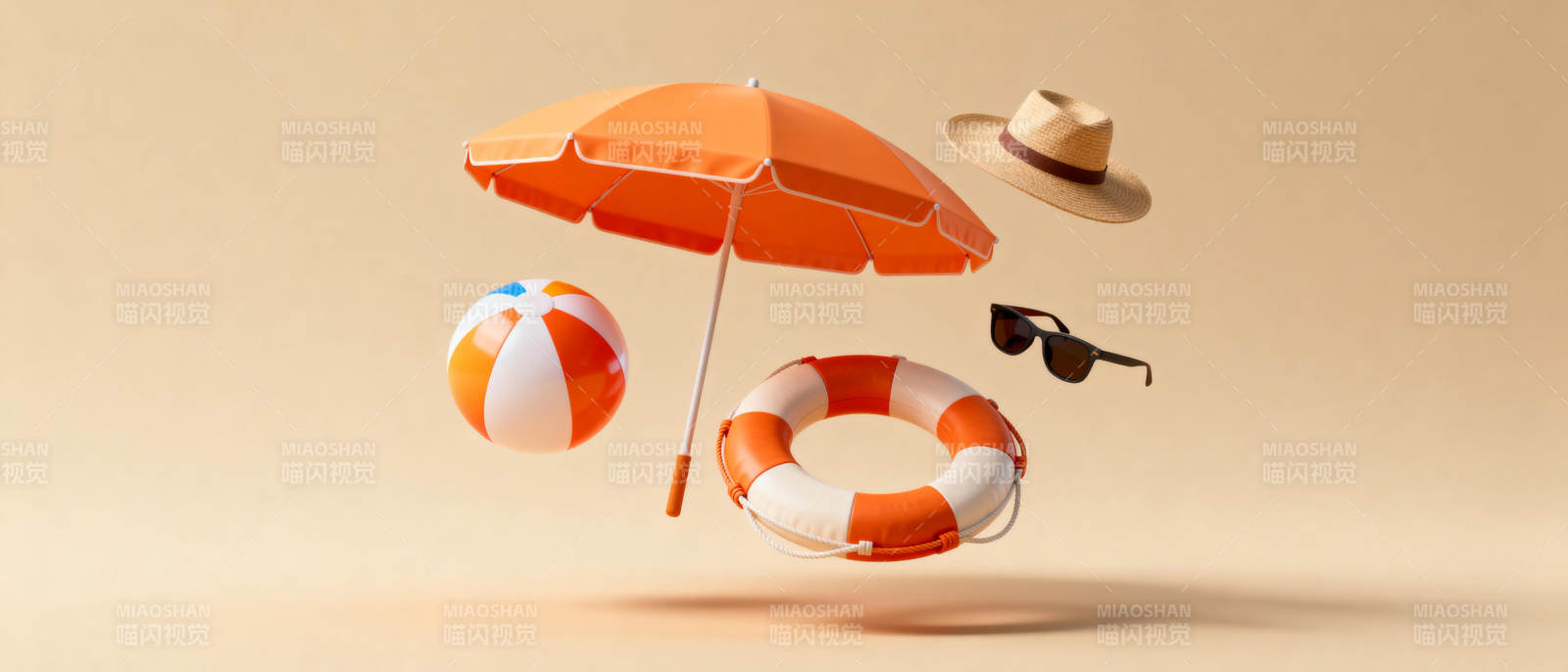 夏日海滩用品飘浮图片