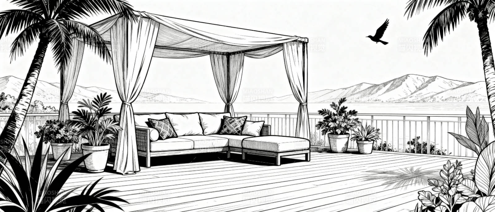 热带露台休闲时光图片