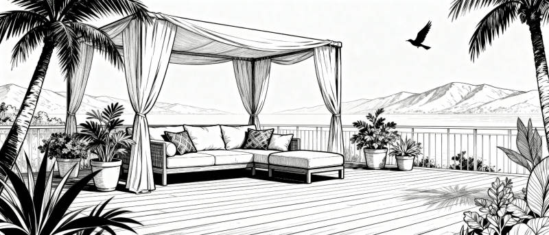 热带露台休闲时光图片