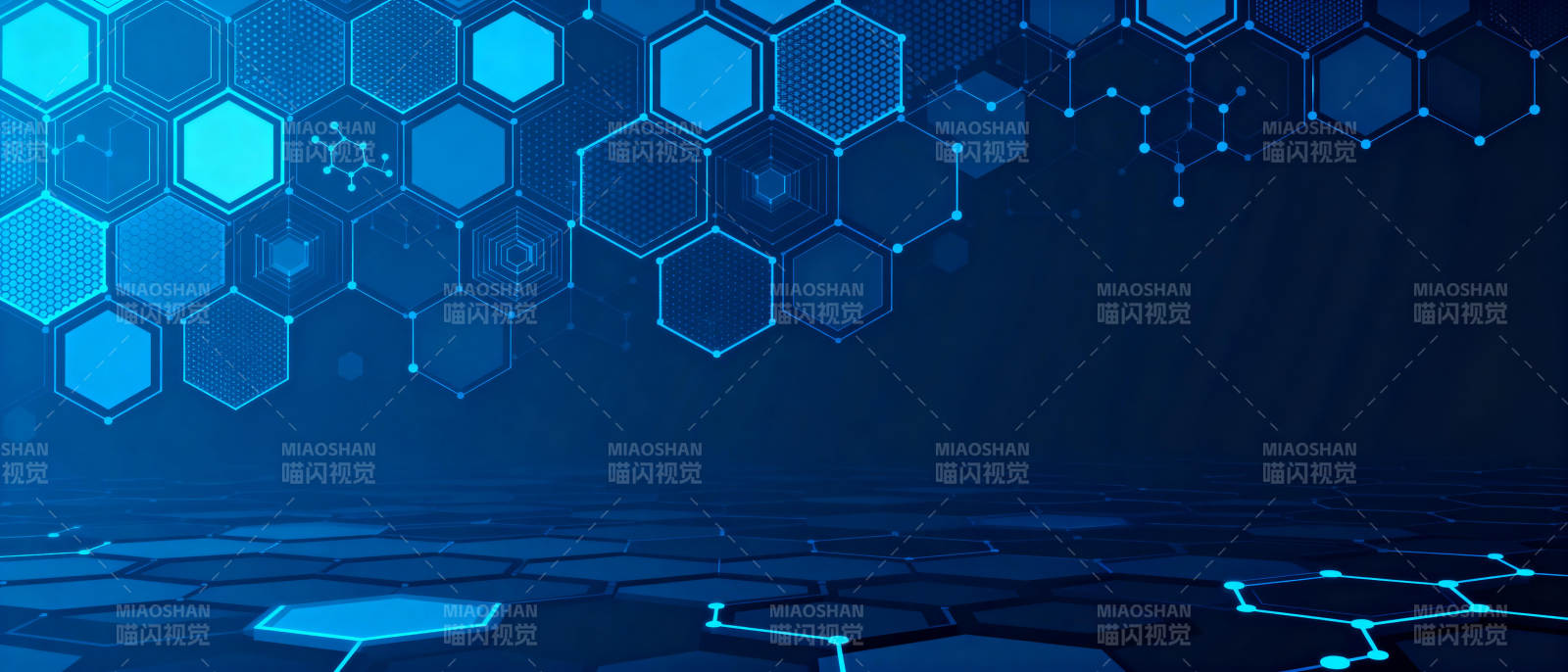 科技蓝调六边形图片