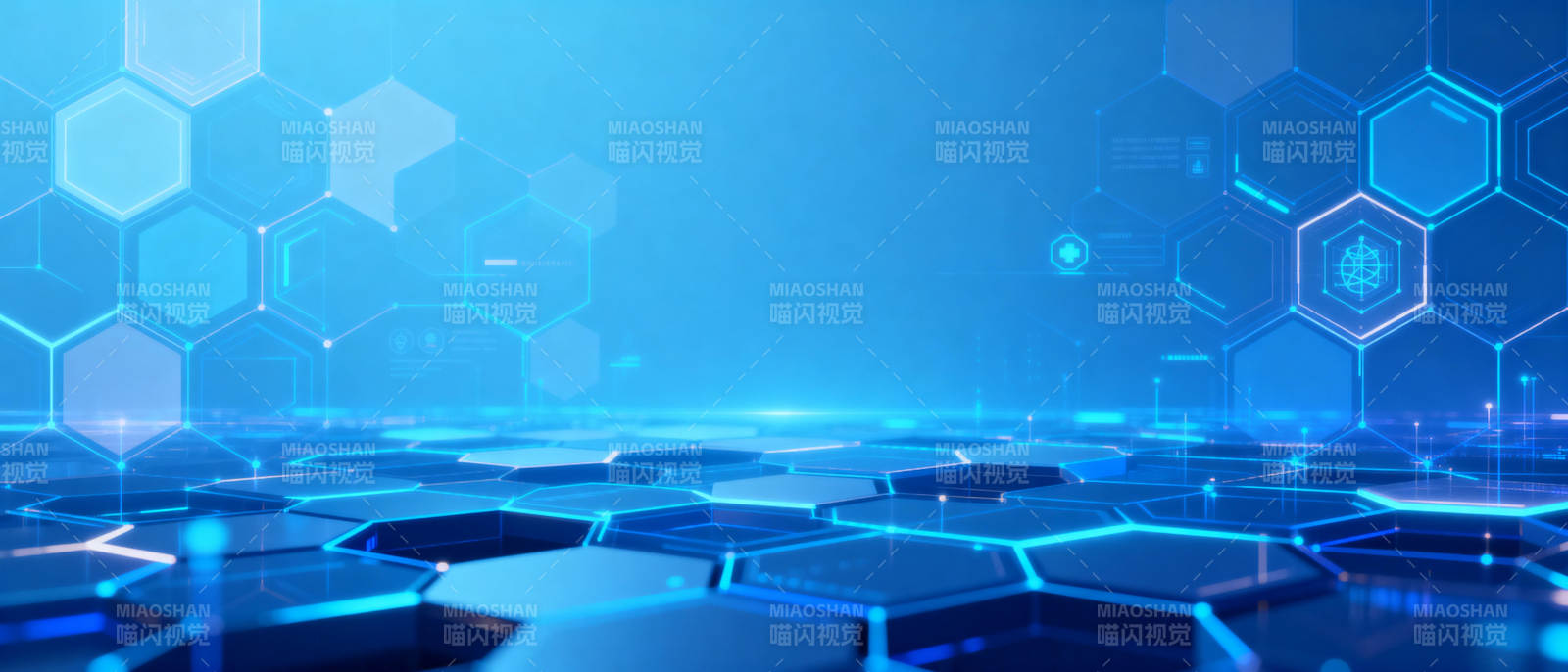 科技蓝光六边形图片