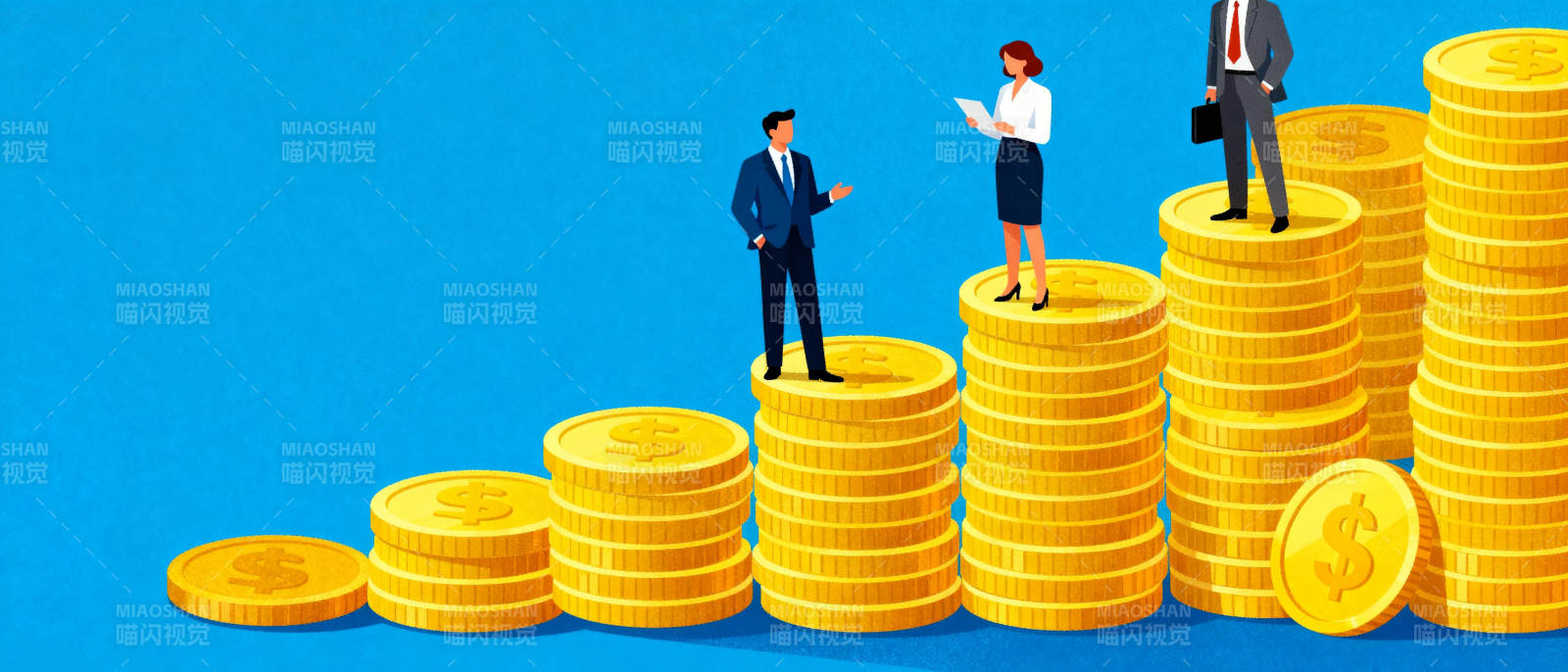 财富阶梯上的职场人图片
