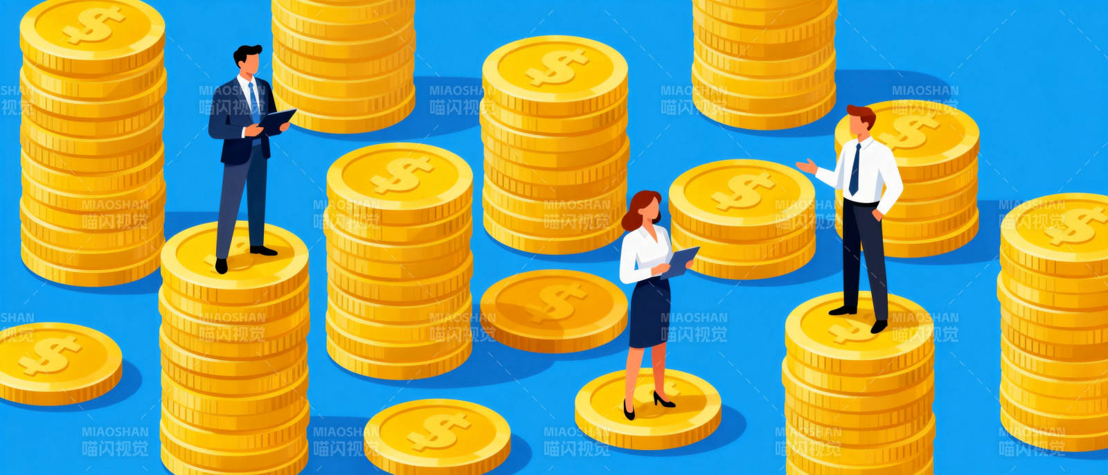 金币上的职场人图片