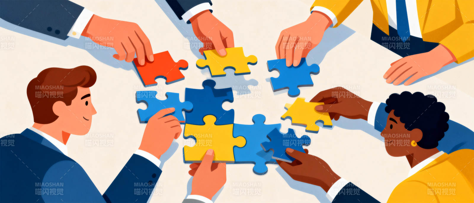 团队协作拼图图片
