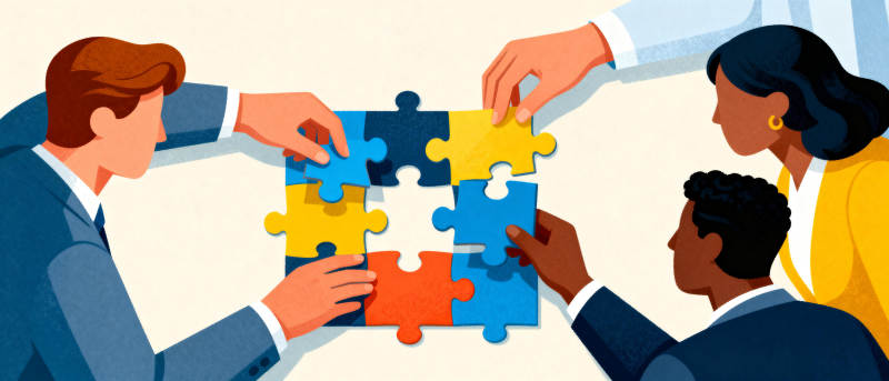 团队协作拼图图片