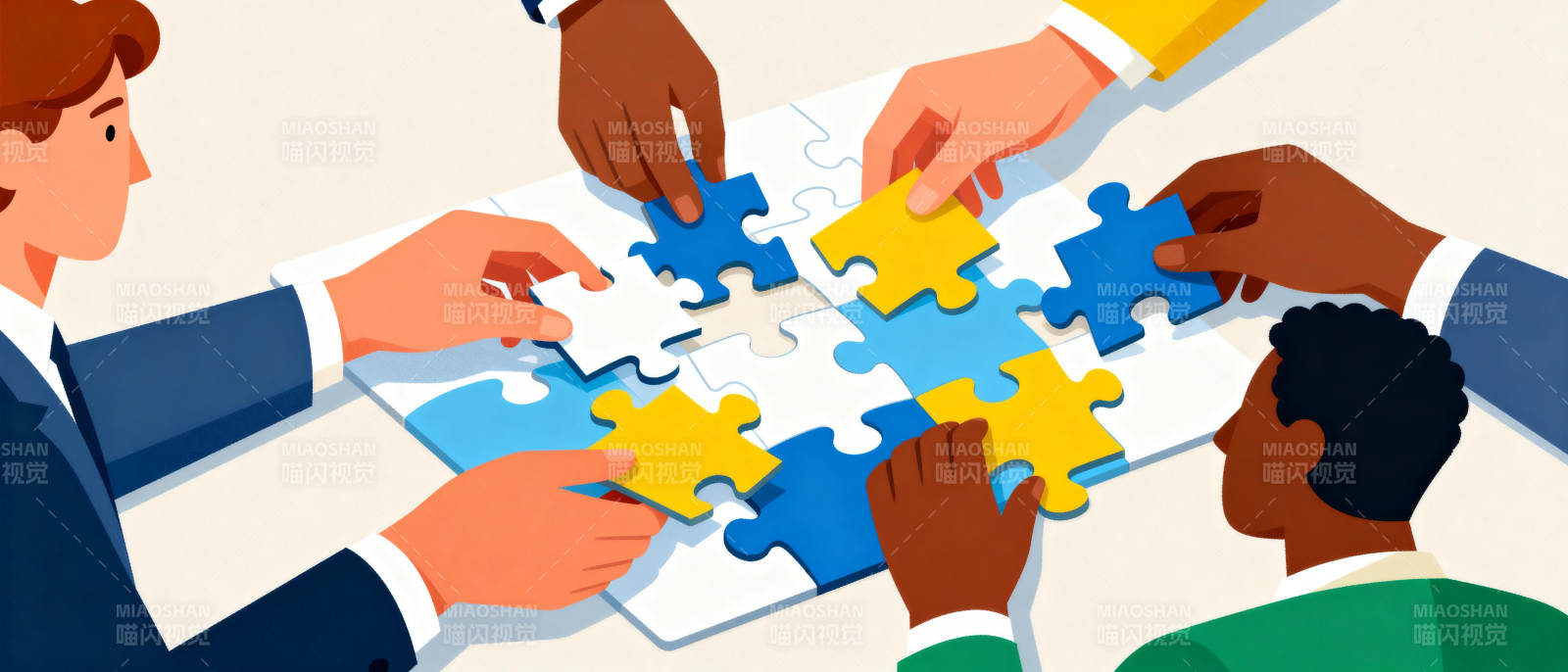 团队协作拼图图片