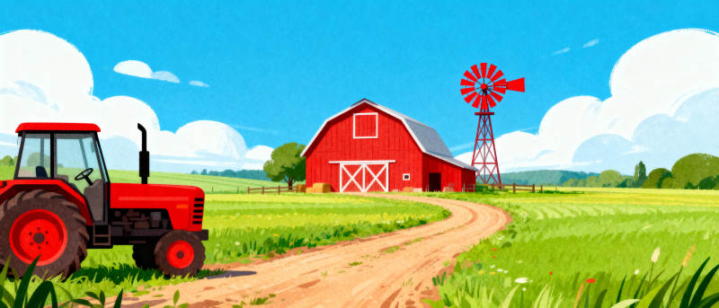 田园风光 红拖拉机图片