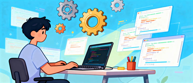 编程少年专注敲代码图片