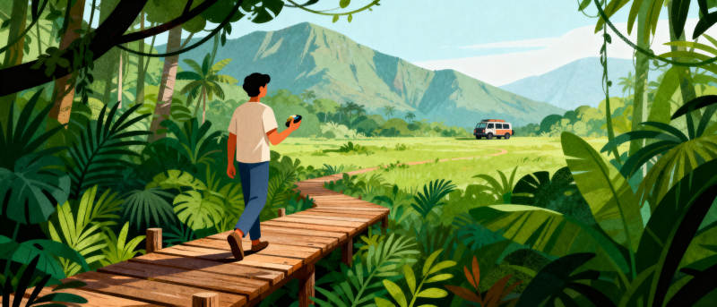 丛林木桥行图片