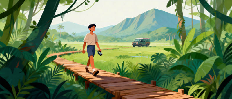 丛林木桥行图片