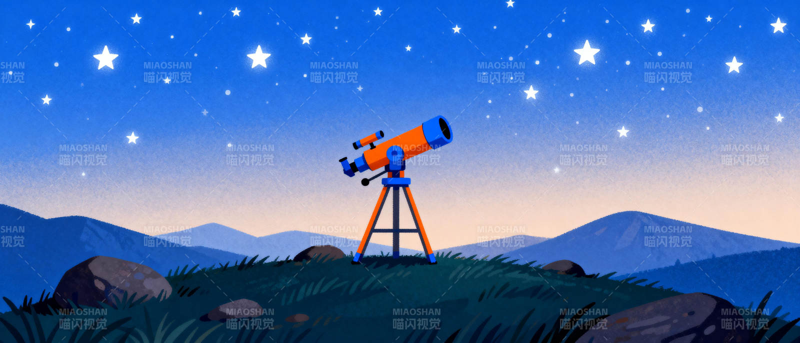 星空下的望远镜图片