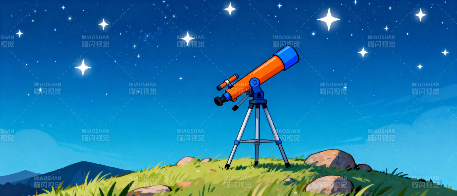 星空下的望远镜图片