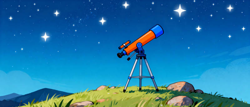 星空下的望远镜图片
