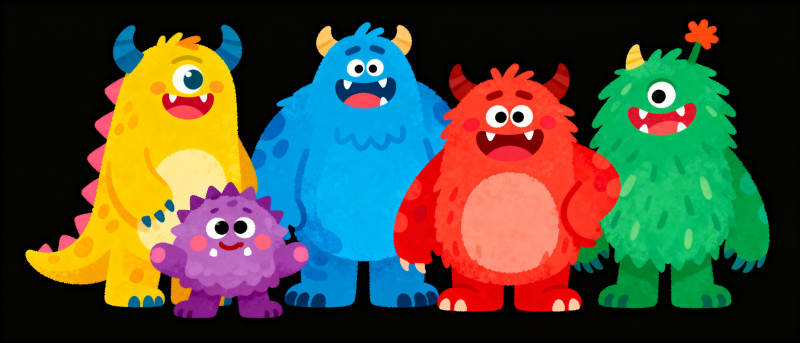 五彩怪兽一家图片