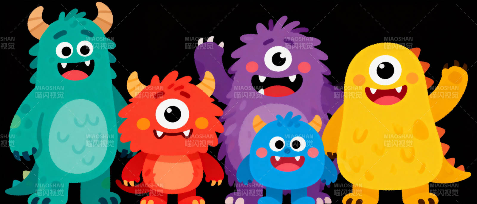 五只可爱小怪兽图片