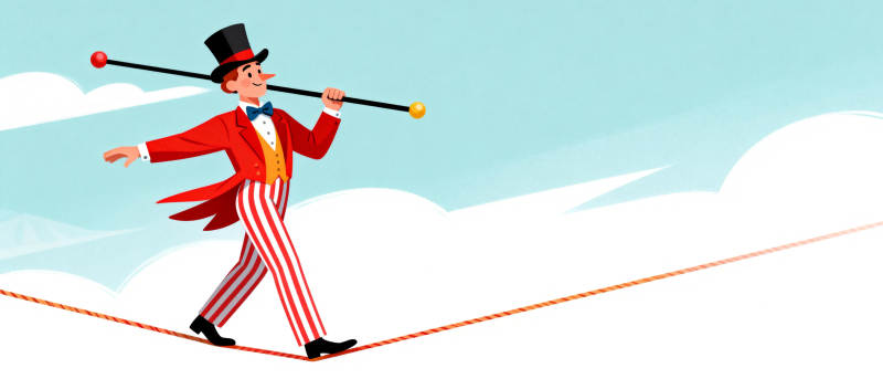 空中走钢丝的表演者图片