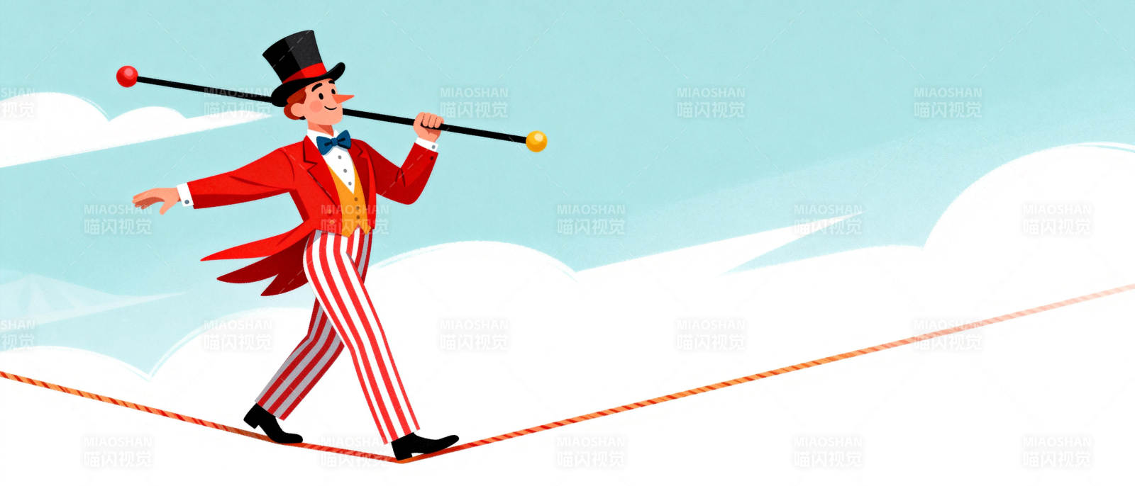 空中走钢丝的表演者图片