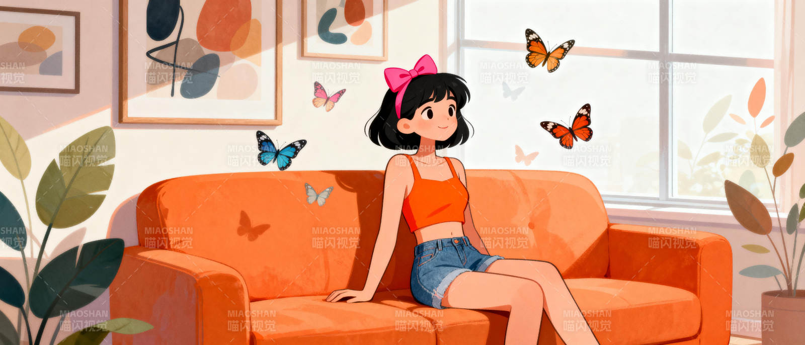 蝴蝶环绕的少女时光图片