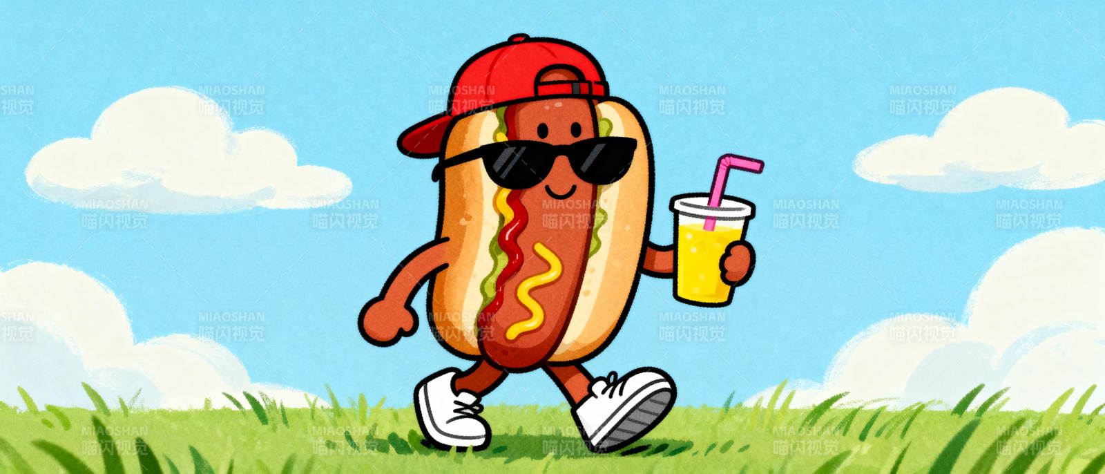 酷炫热狗游草丛图片