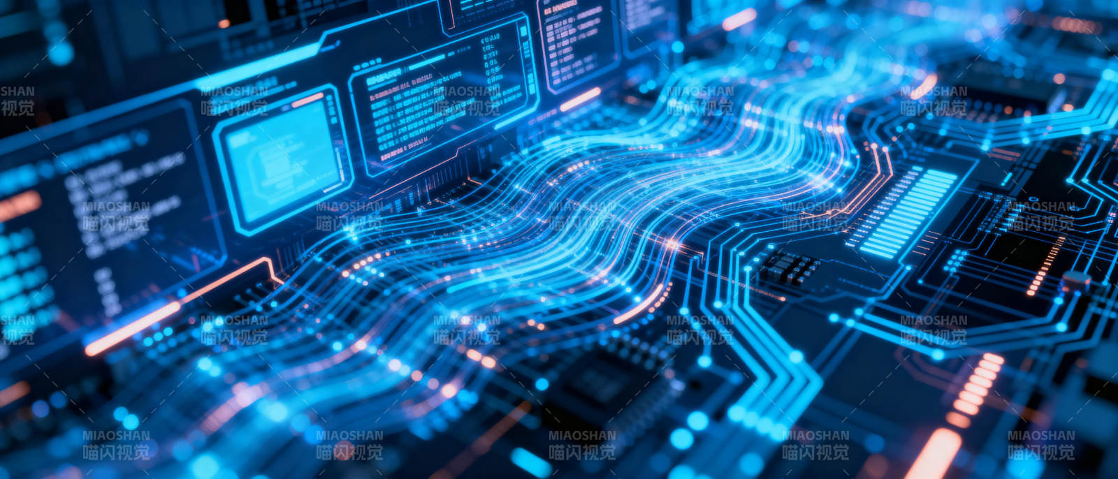 科技电路蓝光流动图片