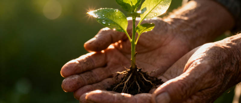 双手托起新绿图片