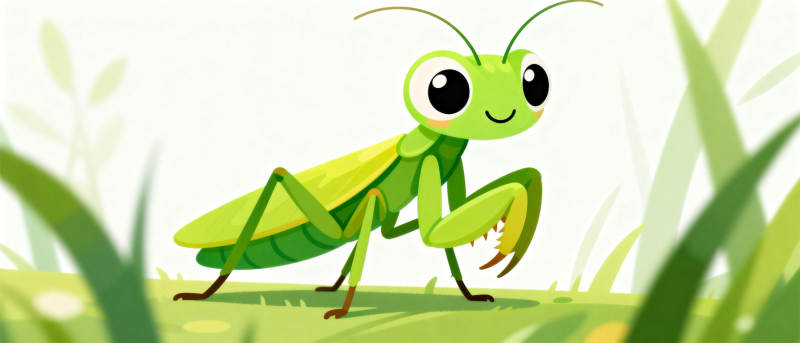 绿螳螂在草丛中图片