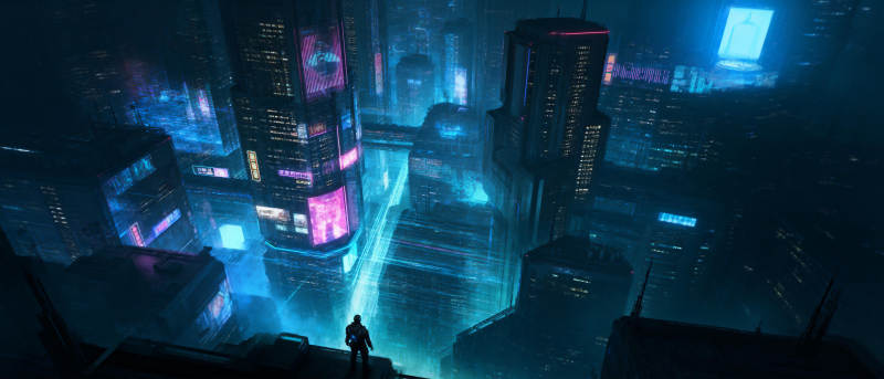 霓虹都市夜景图片