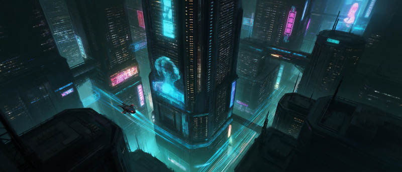 霓虹都市夜景图片