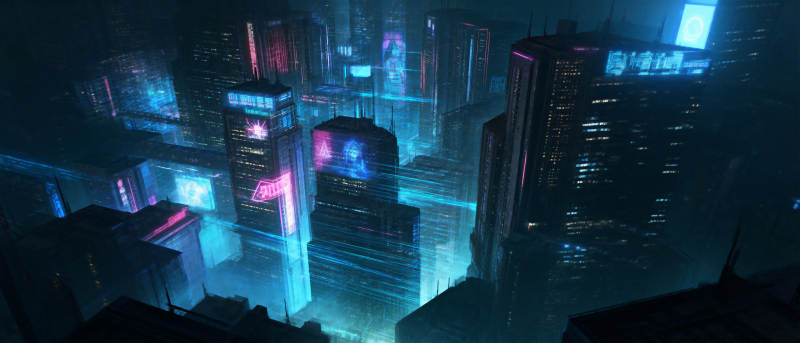 霓虹都市夜景图片